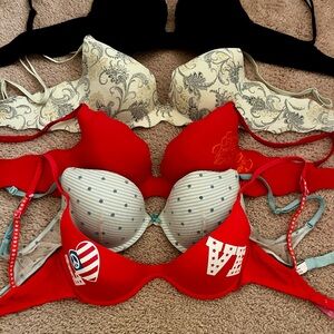 Victoria's Secret Red and Black Push-Up Bras